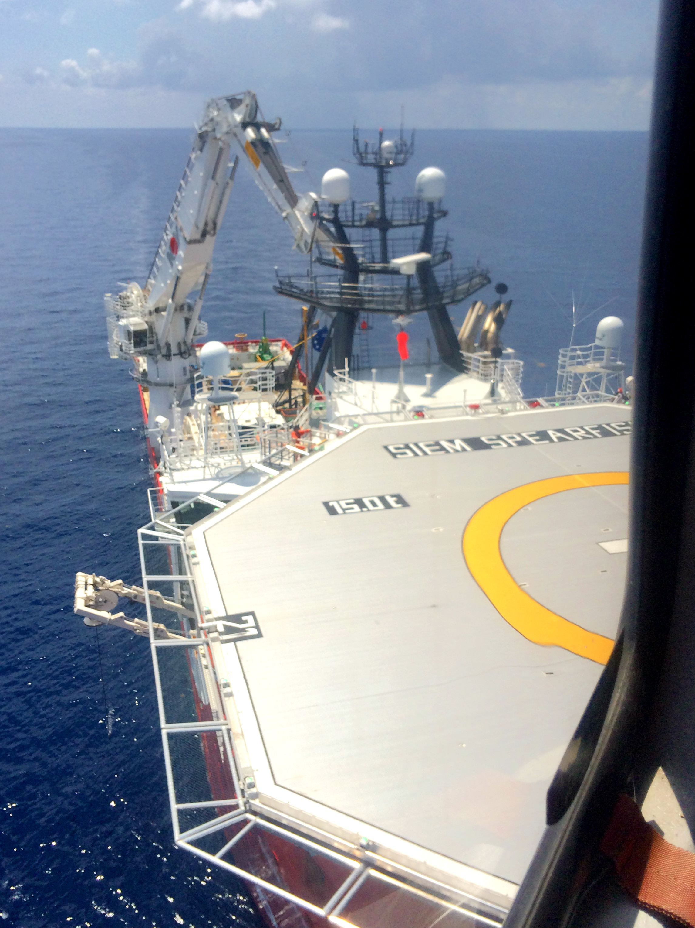 Arriving by helicopter to the Siem Spearfish MSV offshore