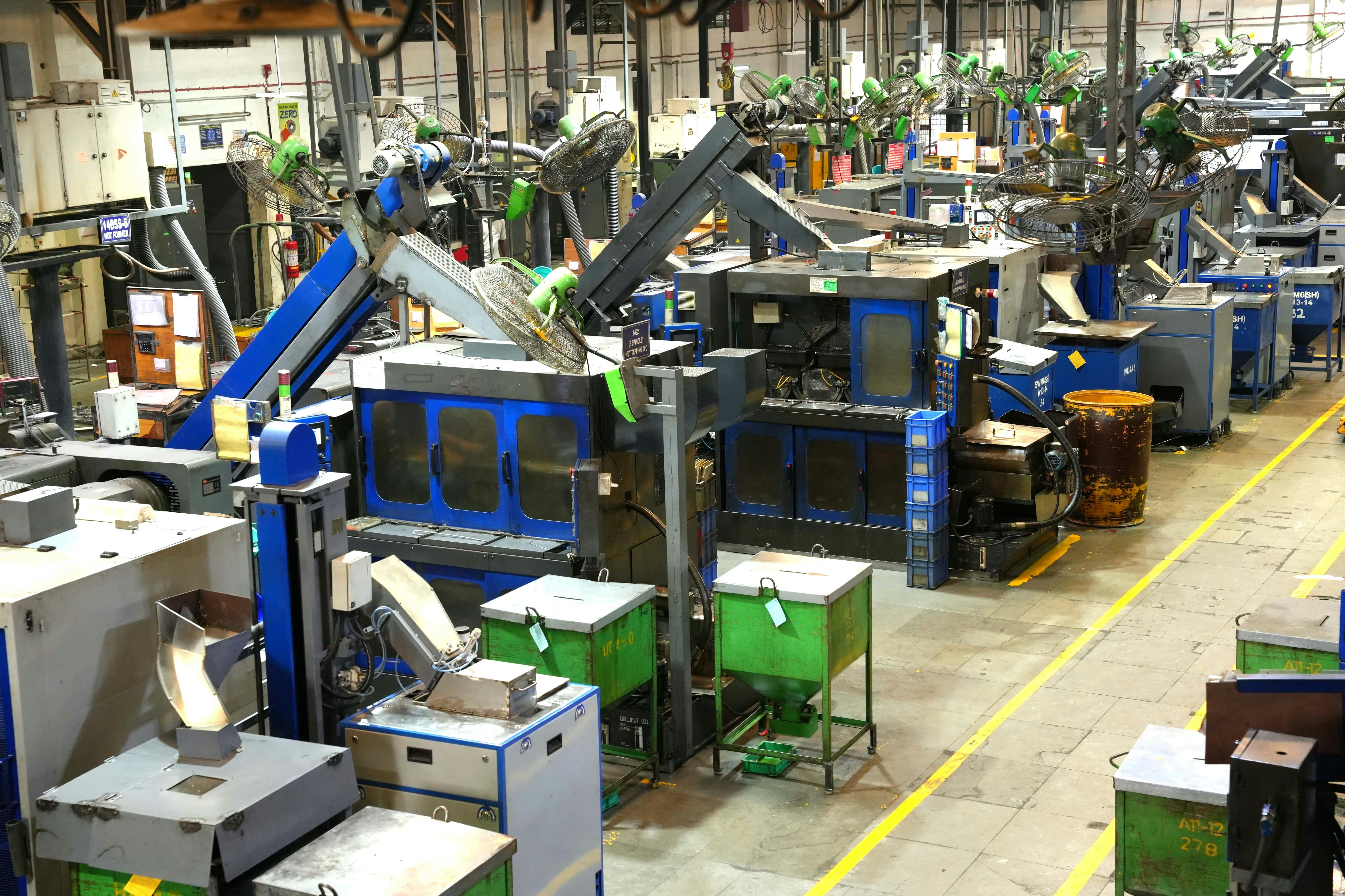 CNC machine shop factory floor with automated equipment